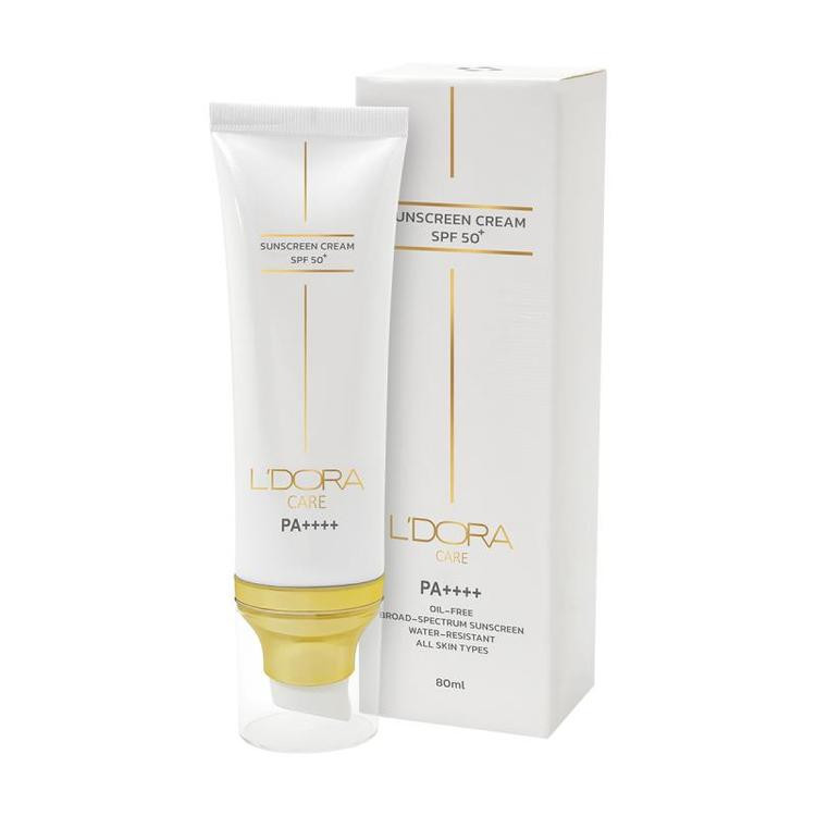 کرم ضدآفتاب +SPF50 بی رنگ مناسب انواع پوست لدورا کر ۸۰ml