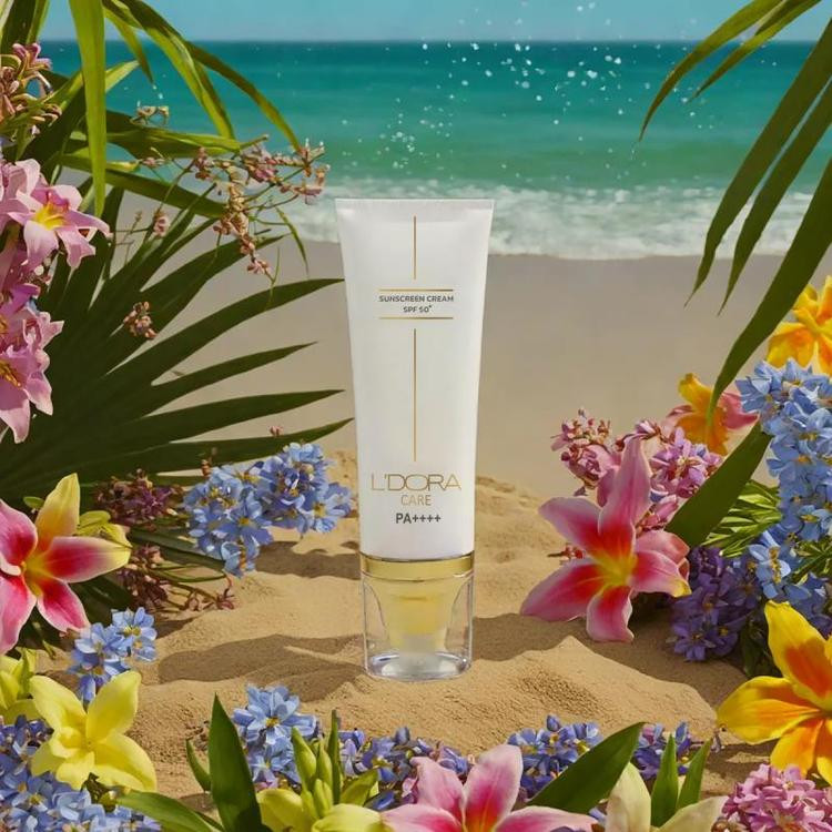 کرم ضدآفتاب +SPF50 بی رنگ مناسب انواع پوست لدورا کر ۸۰ml